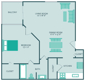 one bed one bath with balcony at forest park apartments