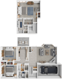 3 bed 2 bath townhome Excelsior floor plan at Crystal Bay
