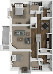 Victoria 2 bedroom floor plan at Crown Colony Apartments