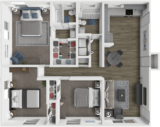 a 3d drawing of a floor plan of a house