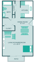 Floor Plan  studio floor plan at forest park apartments