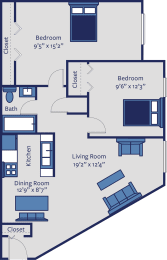 two bedroom apartment floor plan MN
