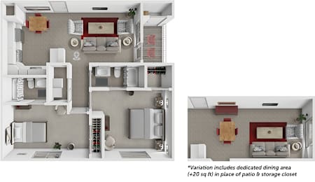 A floor plan of a house with a kitchen, living room, and dining area.