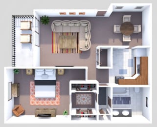 a floor plan of a 1 bedroom apartment