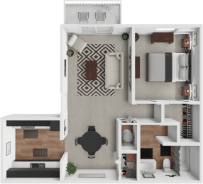 a floor plan of a house with a living room and a kitchen