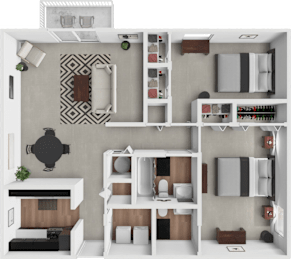 2 bed 1.5 bath Delaware floor plan at Centerville Park