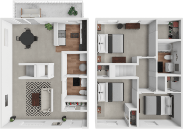 two views of a floor plan of a house