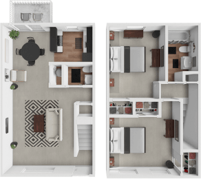 two views of a floor plan of a house