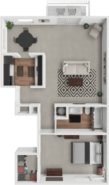 a floor plan of a house with a bedroom and a living room