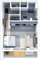a floor plan of a 1 bedroom apartment