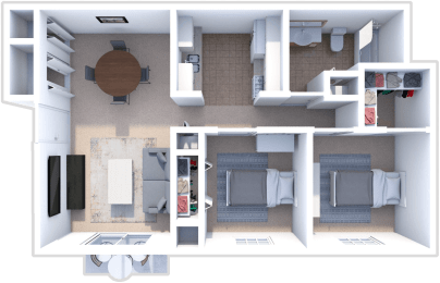 2 bedroom, 1 bath Douglas floor plan at Ashton Pines apartments