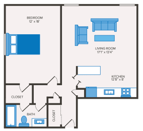 Floor Plan  1 bedroom apartment in Columbus