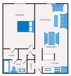 Floor Plan  1 bedroom apartment layout