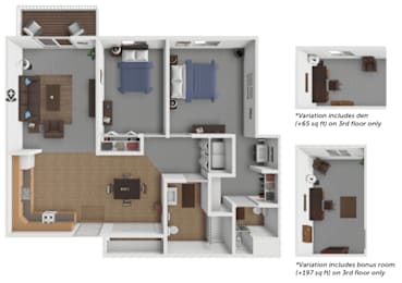 2 bed 2 bath Merriam floor plan at Elk Crossing