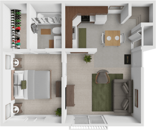a 1 bedroom apartment floor plan at eastland apartments with living room in grand rapids.