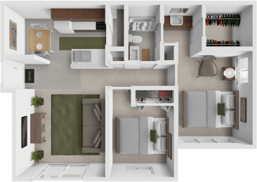 a 2 bedroom apartment floor plan at Eastland Apartments