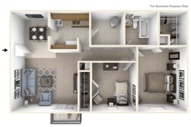 Floor Plan  2 bedroom apartment in Fairborn, OH