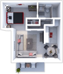 a floor plan of a one bedroom apartment