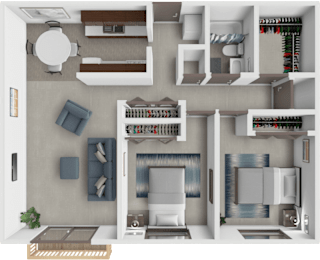 A 2 bedroom 1 bathroom apartment layout