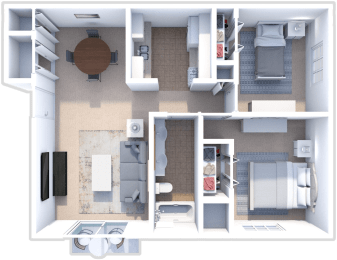 2 bedroom, 1 bath Frasier floor plan at Ashton Pines apartments