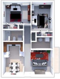 a floor plan of a house with a bedroom and a living room