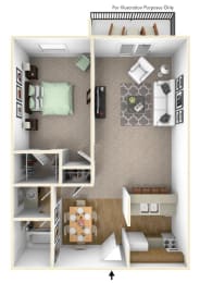 floor plan of one bedroom apartment