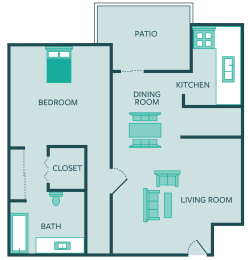  Floor Plan Executive-1Bed 1Bath