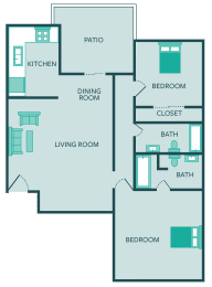  Floor Plan Economy- 2Bed 2Bath