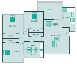  Floor Plan Presidential- 3Bed 2Bath