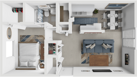 1 bed floor plan at georgetowne apartments