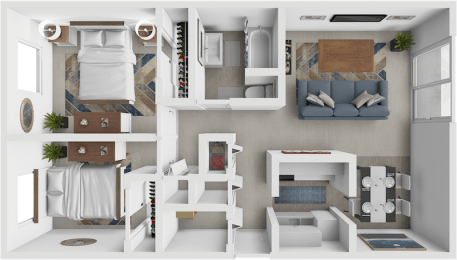 2 bed floor plan at georgetowne apartments
