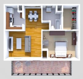 Floor Plan A1 1 Bedroom 1 Bath Garden