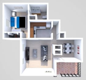  Floor Plan A2 1 Bedroom 1 Bath French
