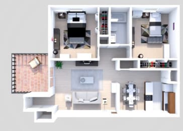  Floor Plan B2 2 Bedroom 1 Bath Garden Upper