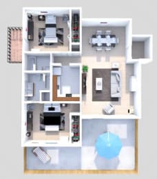  Floor Plan B5 2 Bedroom 1.5 Bath French Upper