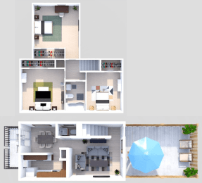  Floor Plan C2 3 Bedroom 1.5 Bath Townhome
