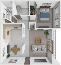 1 bed 1 bath floor plan at Huntley Ridge New Albany