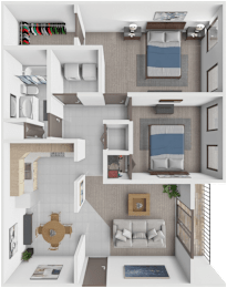 2 bed 1 bath floor plan at Huntley Ridge New Albany