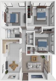 3 bed 1 bath floor plan at Huntley Ridge New Albany