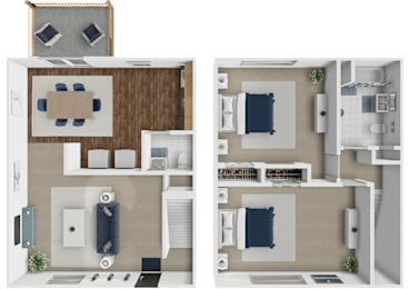 two bedroom townhome floor plan at huntley ridge clarksville