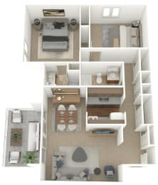 a floor plan of a 1 bedroom apartment at the crossings at white marsh apartments in white marsh