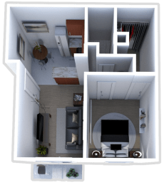 1 bed 1 bath floor plan at Heritage Estates