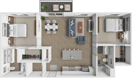 Harbor 2 bed 2 bath floor plan at Harmony Lake Apartments