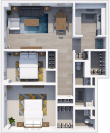 two bed floor plan at icon apartments