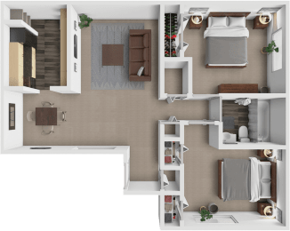 an apartment floor plan at indian springs apartments with 2 bedrooms and a bathroom