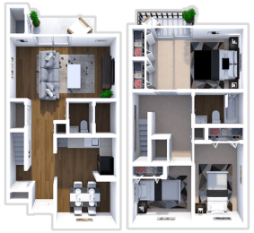 3 Bed Two Bath Chestnut Floor Plan at Indian Woods