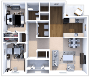 2 Bed 2 Bath Maple Floor Plan at Indian Woods