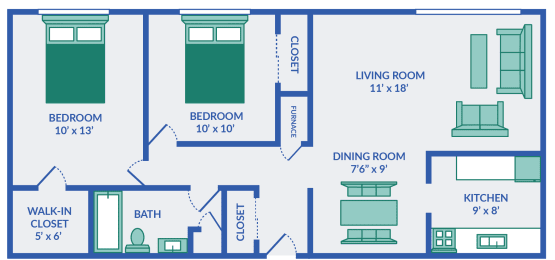 a floor plan of a living room with a kitchen and a dining room and a