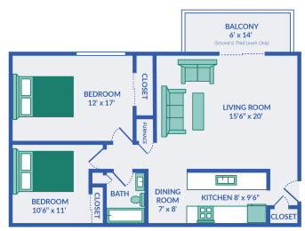 a floor plan of a living room and a dining room