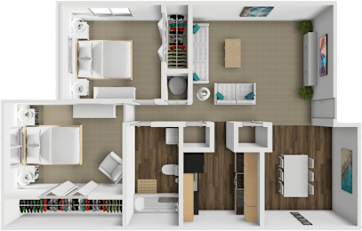 2 bed floor plan at retreat at mill creek